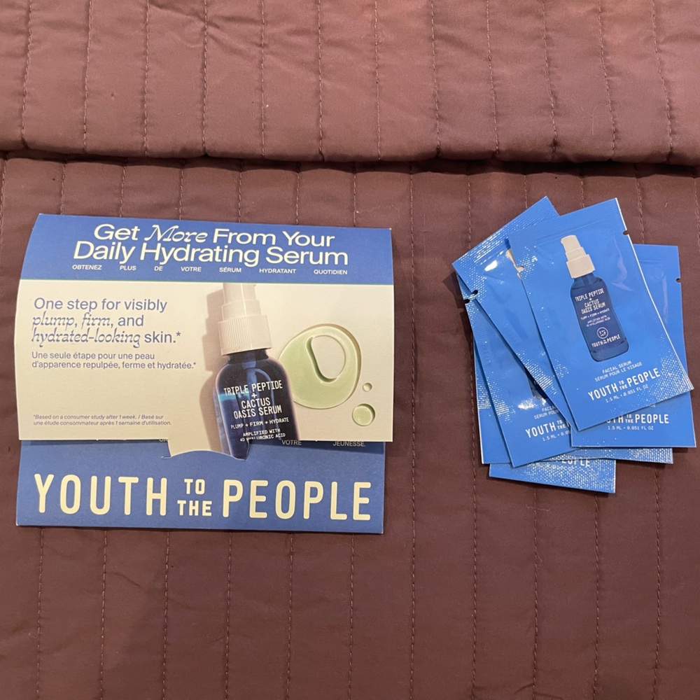Youth to the People triple peptide + cactus oasis facial serum.
